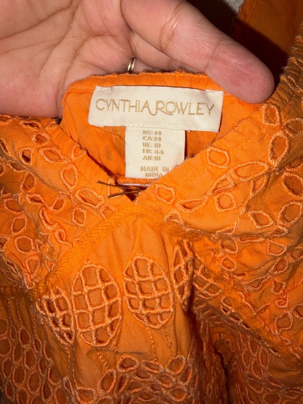 Cynthia Rowley Orange Embroidered Vaca Mini Dress - Picture 4 of 6